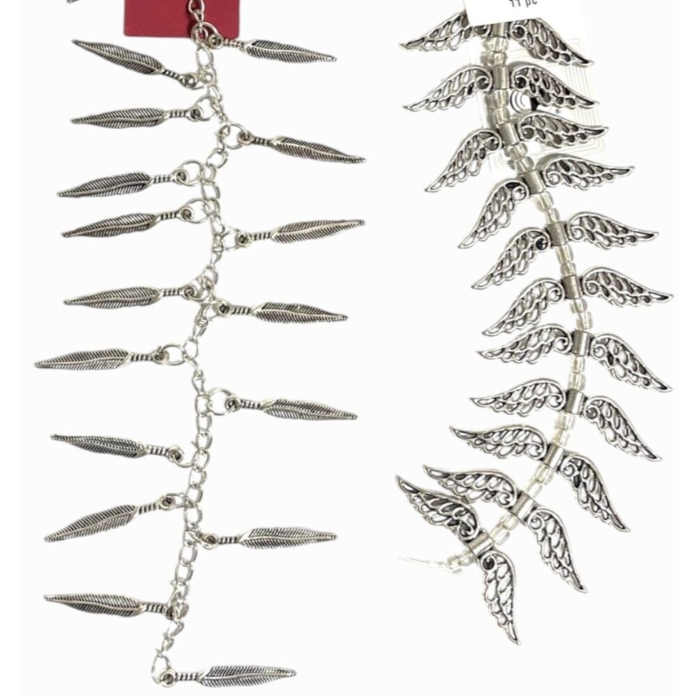 LOT Bead Landing Silver Plated Metal Beads Wings Feathers Jewelry Making Charms